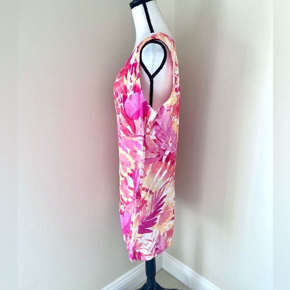 Escape by Habitat Tropical Watercolor Shift Dress Guava Pink/Orange Size XL - Picture 4 of 9